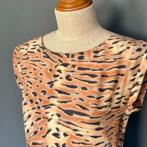 Gryphon New York 100% Silk Dress | Size XS | Orange Black Animal Print
